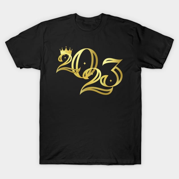 New Years Eve Happy New Year 2023 Gift gold T-Shirt by patsuda